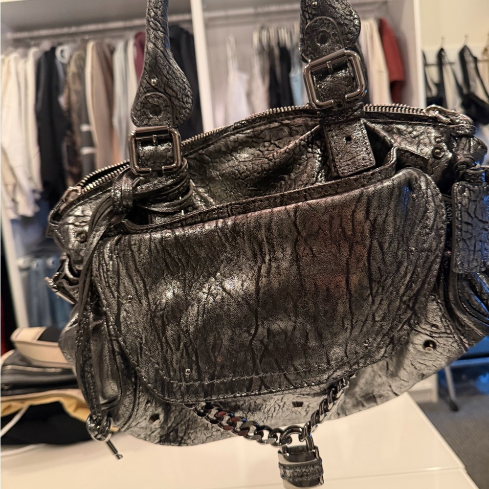Black Textured Women's Bag